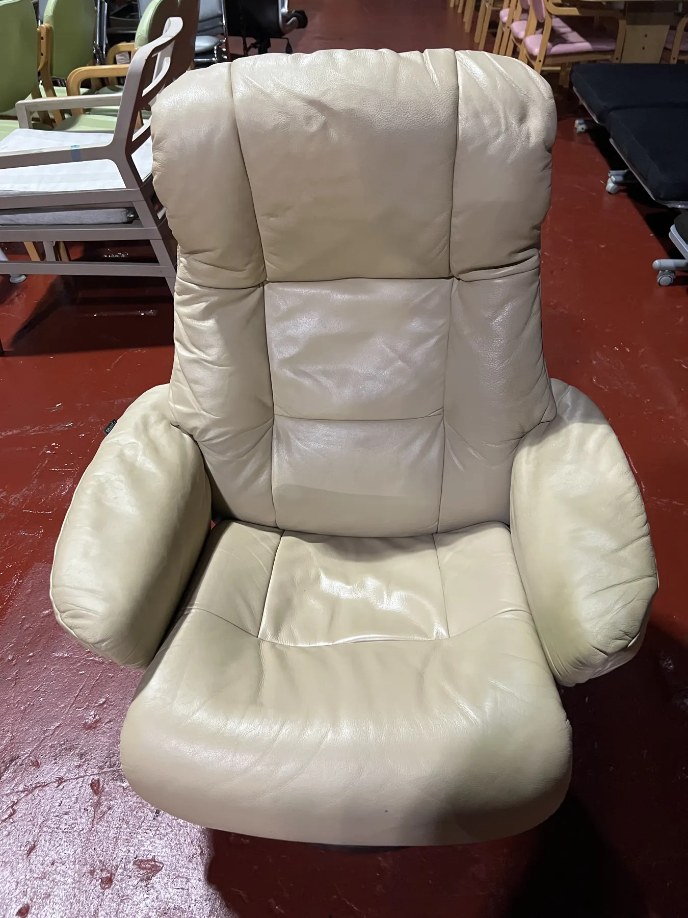 Cream leather recliner chair